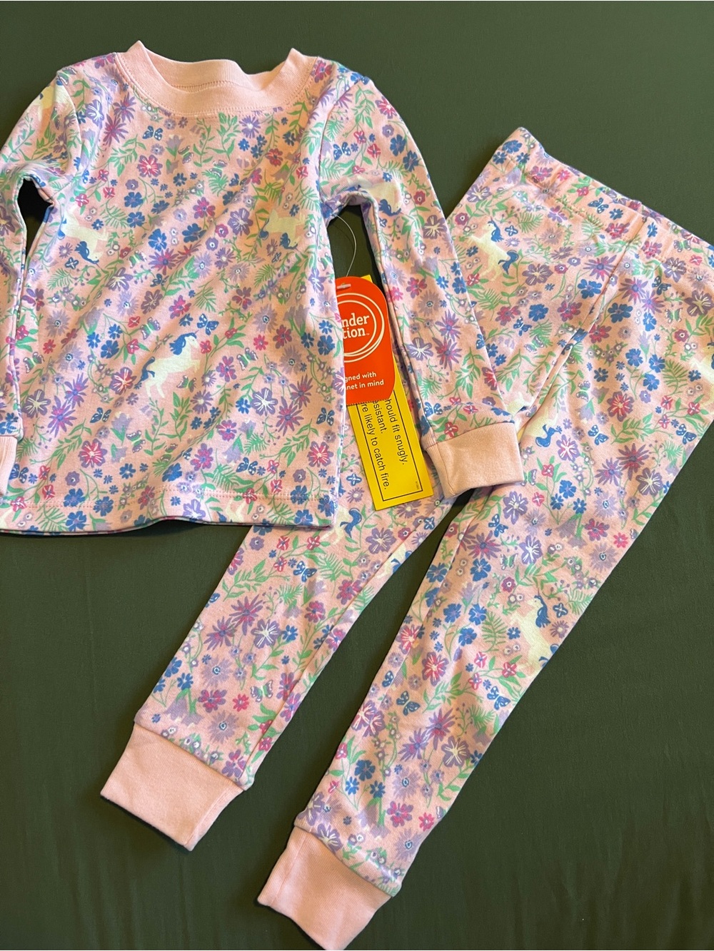 Wonder Nation Pink Floral Kids Pajama Set Size 2T